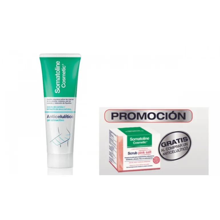 SOMATOLINE ANTICELULÍTICO GEL CRIOACTIVO 250ML + GRATIS EXFOLIANTE SCRUB PINK SALT