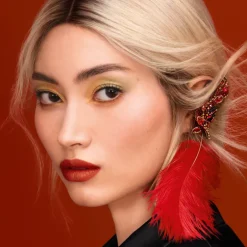 Rouge G Majestic Feathers Boîtier Joya avec Double Miroir Édition Limitée